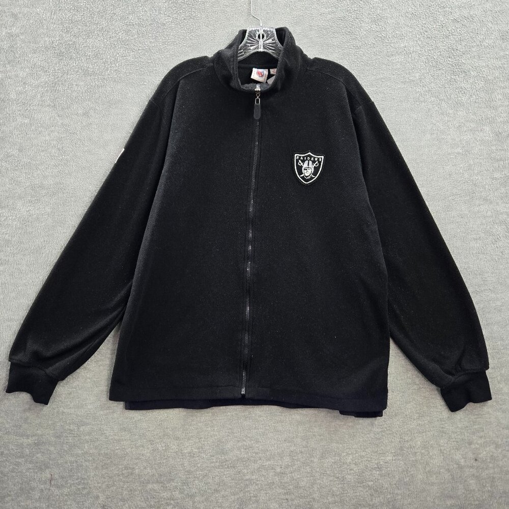 VINTAGE Oakland Raiders Men Jacket XL Gray Fleece Full Zip Logo Y2K